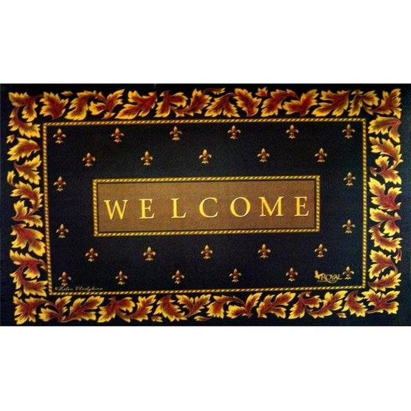 Custom Printed Rugs Custom Printed Rugs CPR038 Regal Fleur De Lis 18 x 30 in. Doormat Rug - Blue; Brown; Brown & Tan CPR038